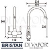 Bristan Monza Easyfit Sink Mixer Tap Dimensions